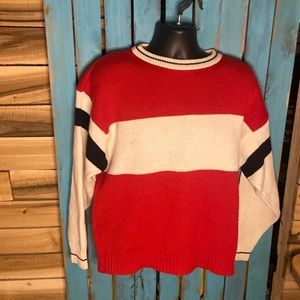 Vintage Aspen Lid acrylic wool crewneck sweater size large red white black
